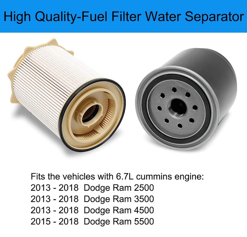 KAKO 6.7 Cummins Fuel Filter Water Separator for 2013-2018 Dodge Ram 2500 3500 4500 5500 6.7L Cummins Diesel Engines, Replace 68197867AA 68157291AA - Image 5